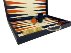 Backgammon Cuir Véritable GM - Bleu - Renzo Romagnoli -Périphériques De Jeu backgammon cuir veritable gm bleu renzo romagnoli backgammon en cuir 208949