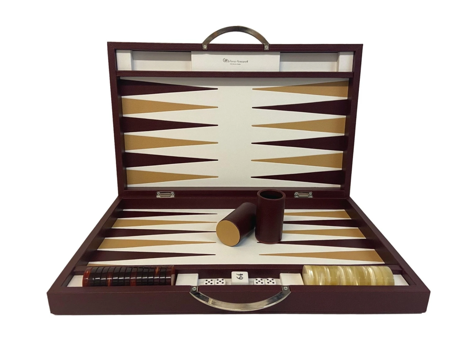 Backgammon Cuir Véritable GM - Bordeaux - Renzo Romagnoli 3 Backgammon Cuir Véritable GM - Bordeaux - Renzo Romagnoli