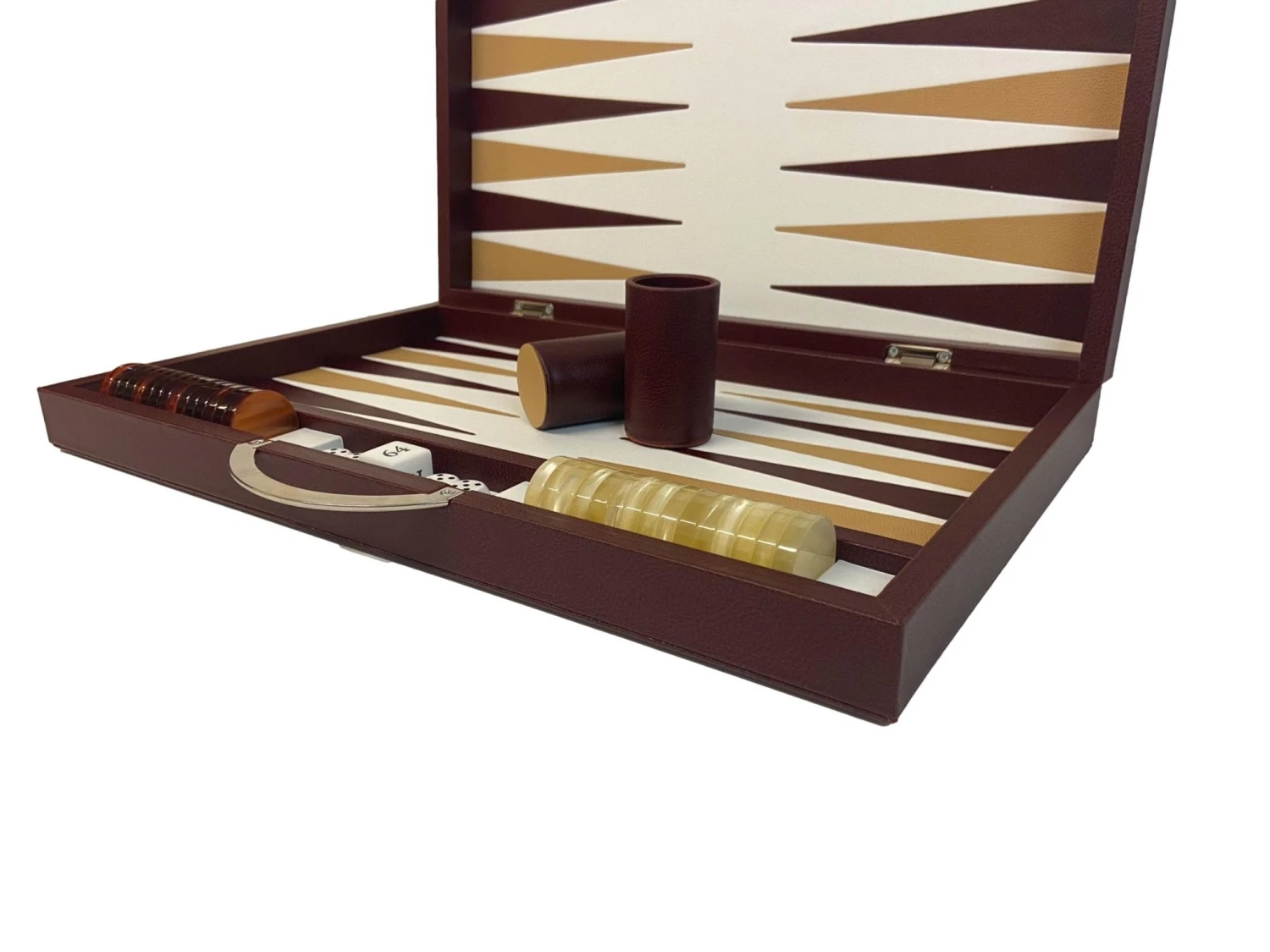 Backgammon Cuir Véritable GM - Bordeaux - Renzo Romagnoli 6 Backgammon Cuir Véritable GM - Bordeaux - Renzo Romagnoli – Image 4