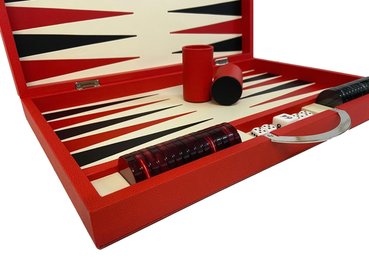 Backgammon Cuir Véritable GM - Rouge - Renzo Romagnoli 5 Backgammon Cuir Véritable GM - Rouge - Renzo Romagnoli – Image 3