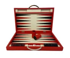 Backgammon Cuir Véritable GM - Rouge - Renzo Romagnoli
