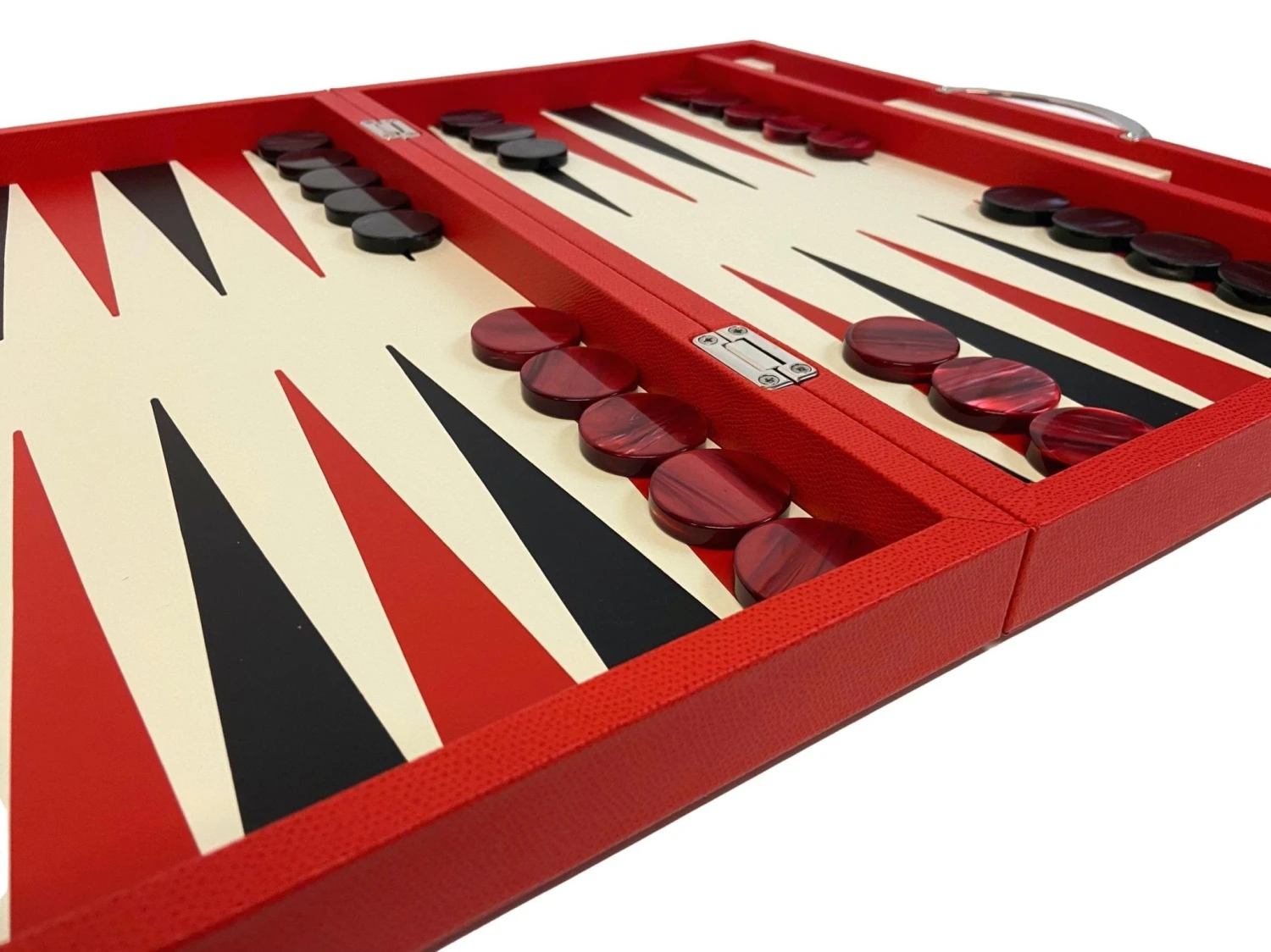 Backgammon Cuir Véritable GM - Rouge - Renzo Romagnoli 7 Backgammon Cuir Véritable GM - Rouge - Renzo Romagnoli – Image 5