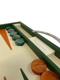 Périphériques De Jeu -Périphériques De Jeu backgammon cuir veritable gm vert orange renzo romagnoli backgammon en cuir 892904