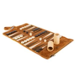 Backgammon De Voyage - Roulable - Cuir Marron