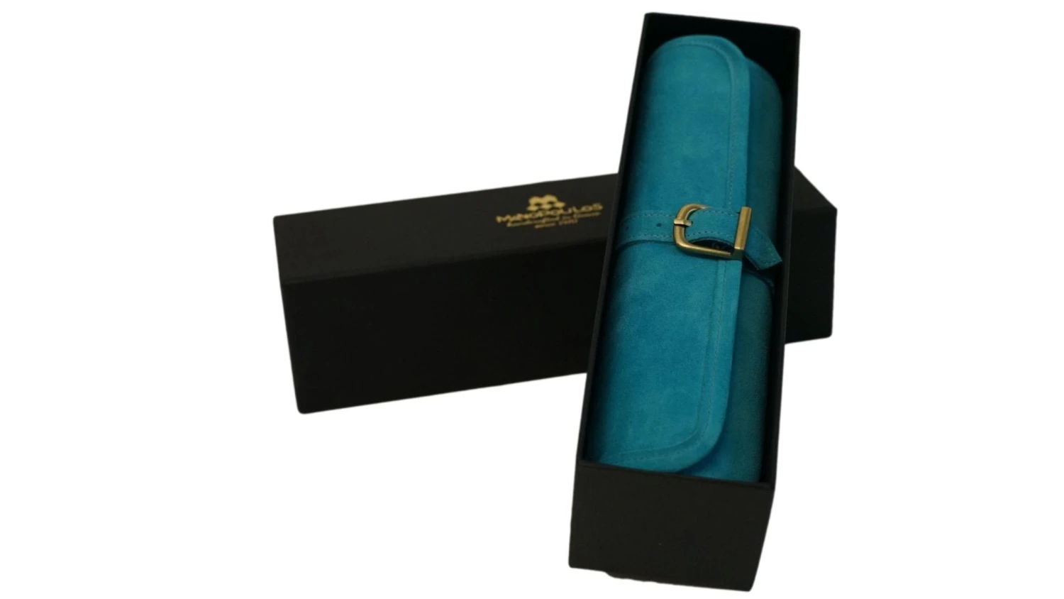 Backgammon De Voyage - Roulable - Cuir Turquoise 5 Backgammon De Voyage - Roulable - Cuir Turquoise – Image 3
