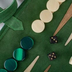 Backgammon De Voyage - Roulable - Cuir Vert -Périphériques De Jeu backgammon de voyage roulable cuir vert backgammon en cuir de voyage 227915