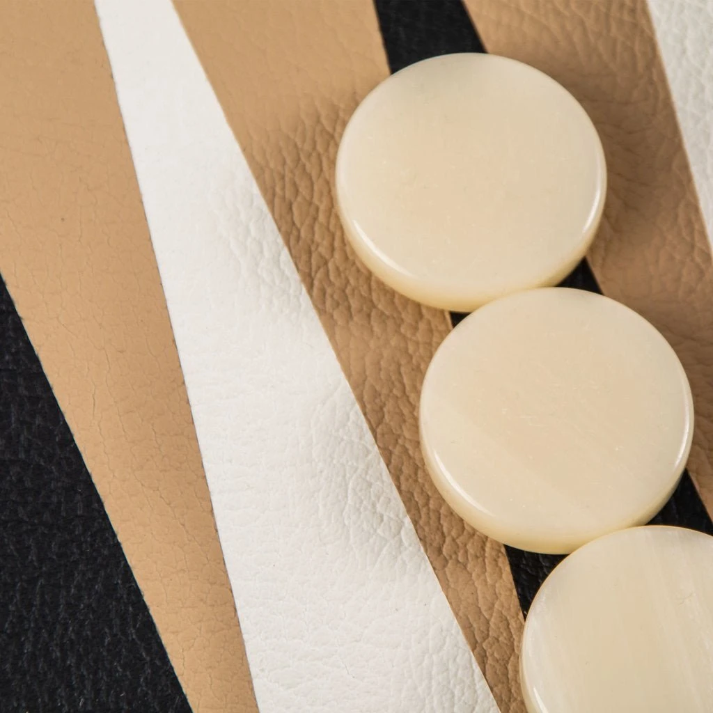 Backgammon En Bois Et Cuir Vegan - Moka 5 Backgammon En Bois Et Cuir Vegan - Moka – Image 3