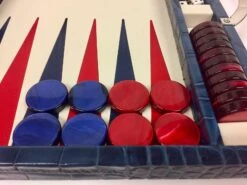 Backgammon En Cuir Véritable MM - Bleu Croco - Renzo Romagnoli -Périphériques De Jeu backgammon en cuir veritable mm bleu croco renzo romagnoli backgammon en cuir bel objet 550392