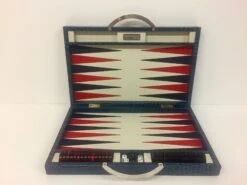 Backgammon En Cuir Véritable MM - Bleu Croco - Renzo Romagnoli -Périphériques De Jeu backgammon en cuir veritable mm bleu croco renzo romagnoli backgammon en cuir bel objet 900908