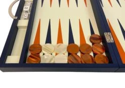 Backgammon En Cuir Véritable MM - Bleu - Renzo Romagnoli