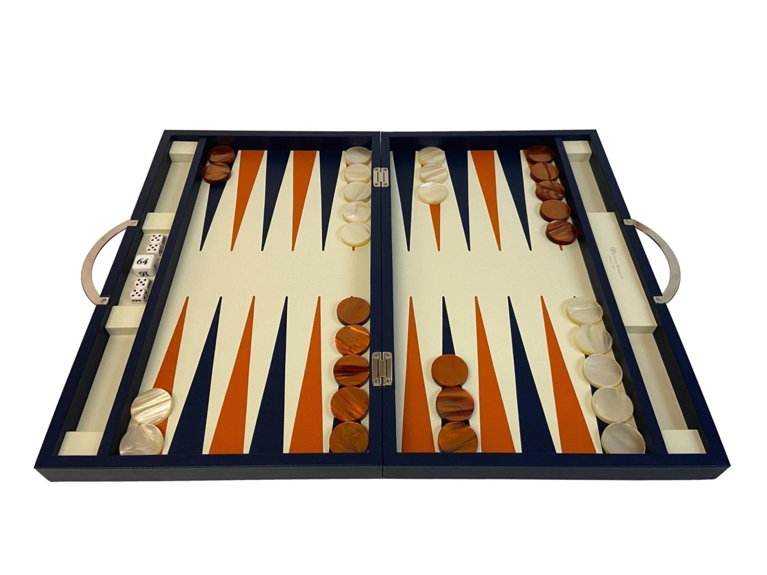 Backgammon En Cuir Véritable MM - Bleu - Renzo Romagnoli 8 Backgammon En Cuir Véritable MM - Bleu - Renzo Romagnoli – Image 6