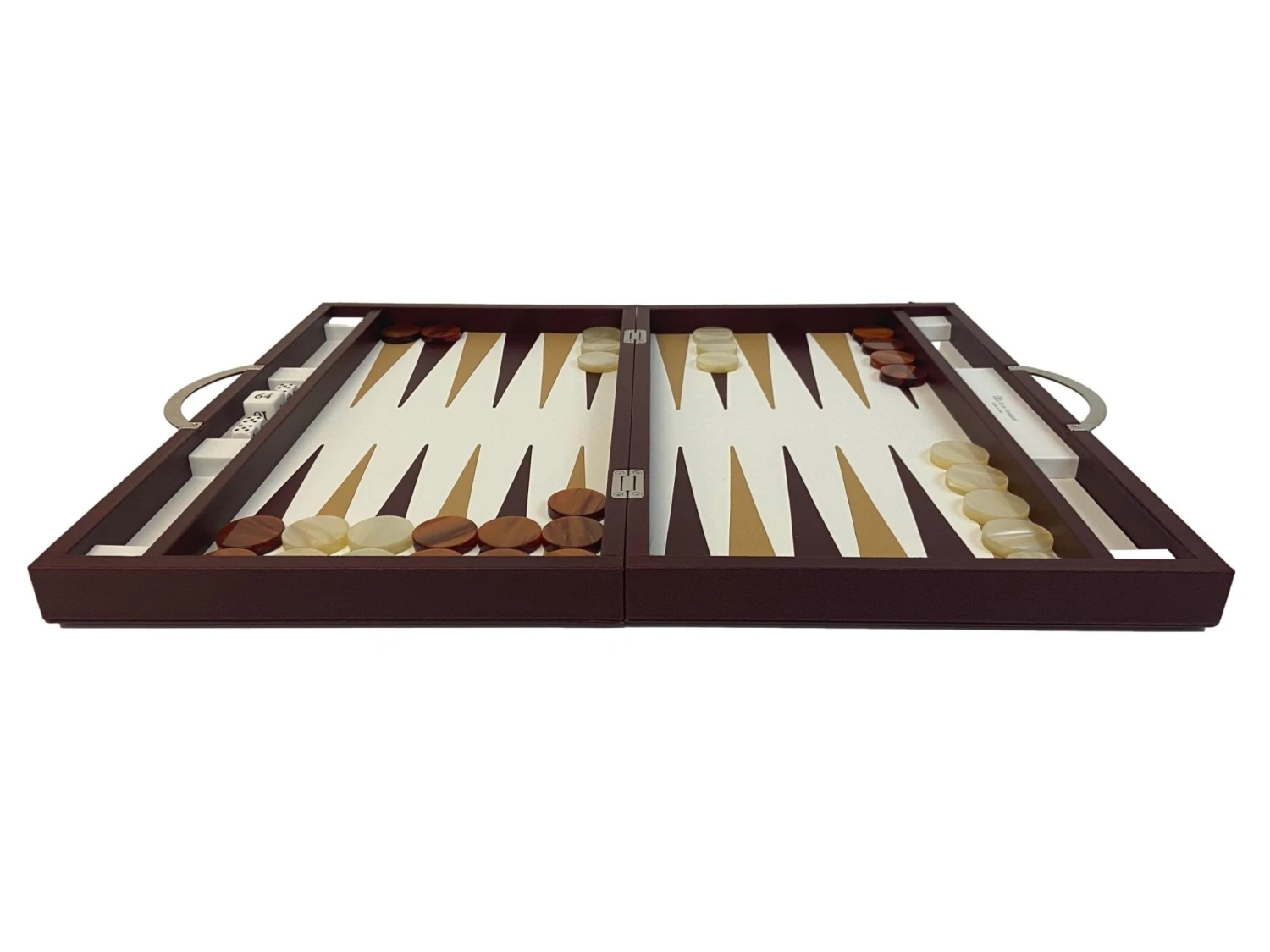 Backgammon En Cuir Véritable MM - Bordeaux - Renzo Romagnoli 5 Backgammon En Cuir Véritable MM - Bordeaux - Renzo Romagnoli – Image 3