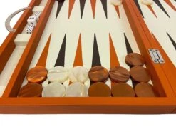 Backgammon En Cuir Véritable MM - Orange - Renzo Romagnoli