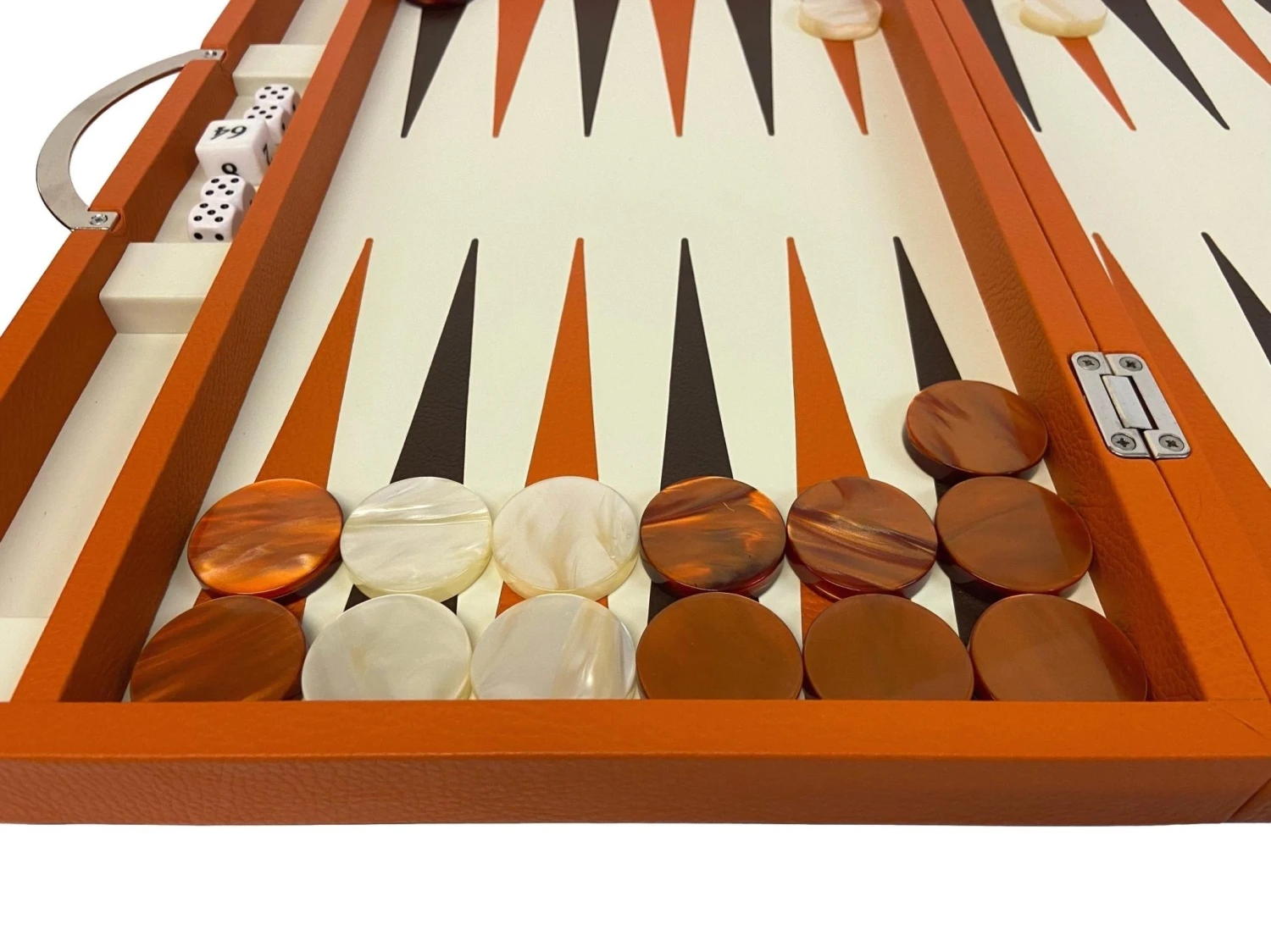 Backgammon En Cuir Véritable MM - Orange - Renzo Romagnoli 3 Backgammon En Cuir Véritable MM - Orange - Renzo Romagnoli