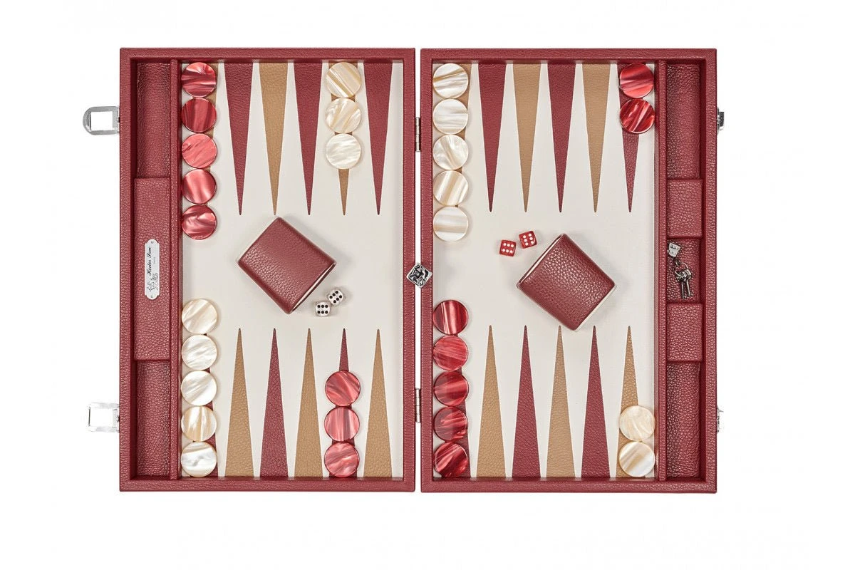 Backgammon Hector Saxe - Buffle Bordeaux - Grand 4 Backgammon Hector Saxe - Buffle Bordeaux - Grand – Image 2