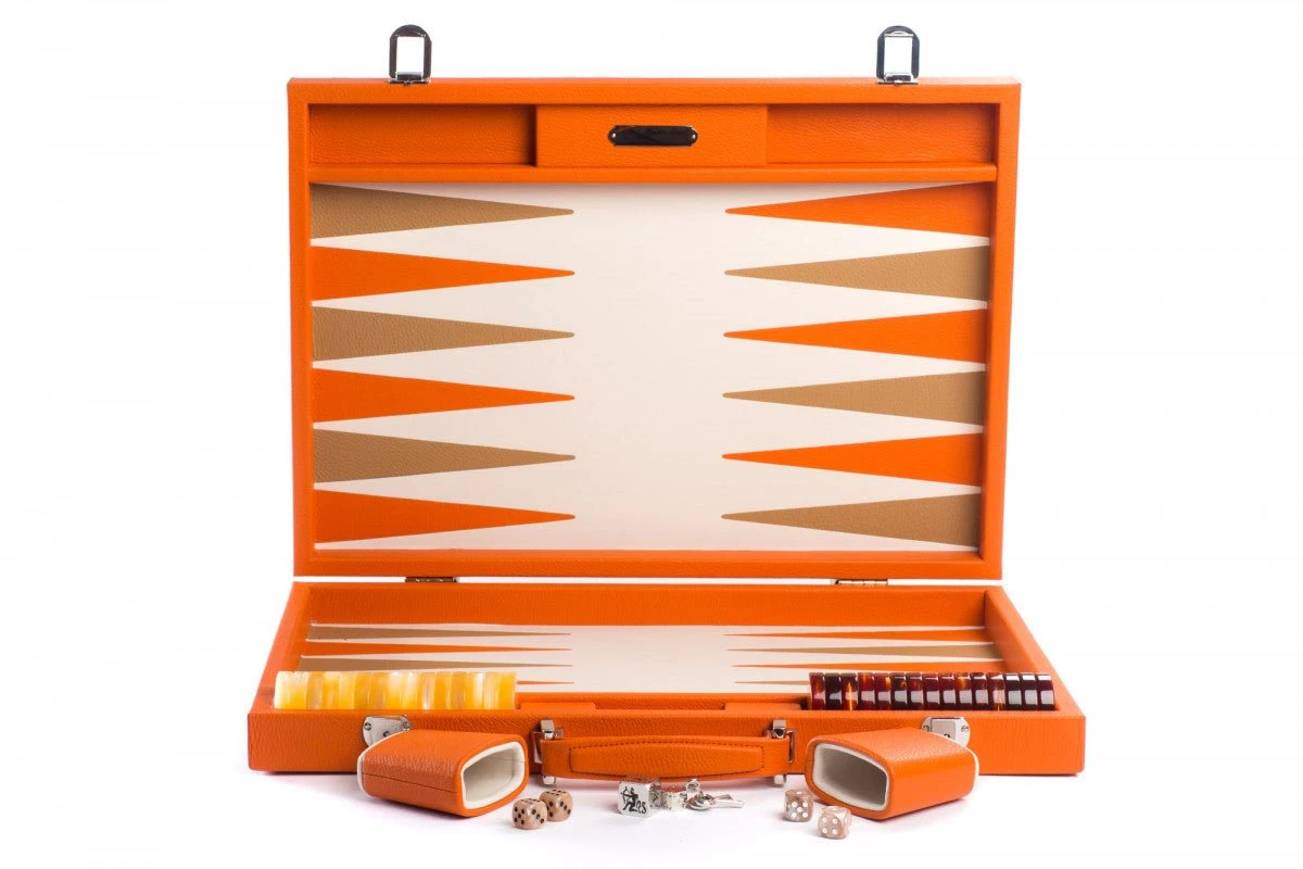 Backgammon Hector Saxe - Buffle Orange - Compétition 3 Backgammon Hector Saxe - Buffle Orange - Compétition