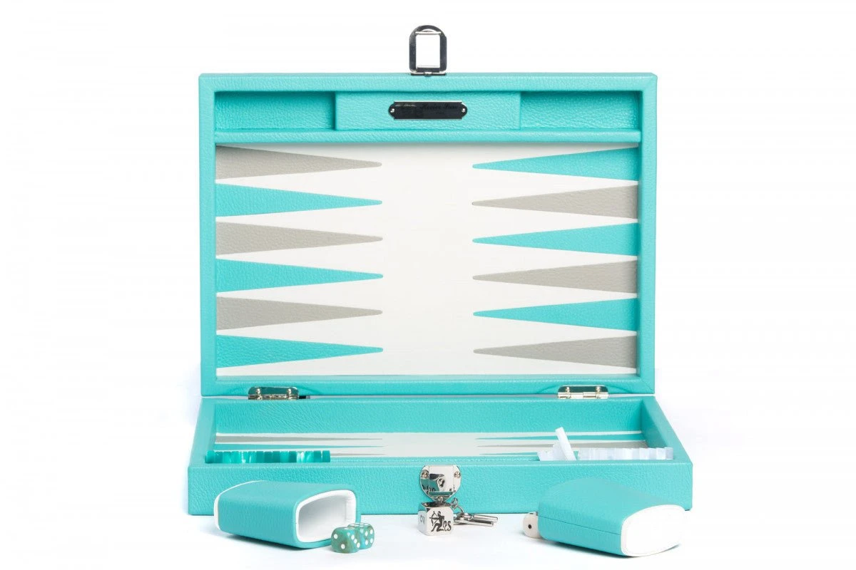 Backgammon Hector Saxe - Cuir Turquoise - Moyen 3 Backgammon Hector Saxe - Cuir Turquoise - Moyen