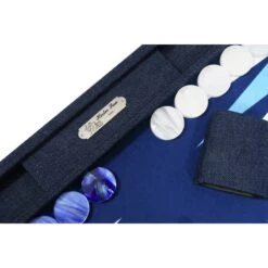 Backgammon Hector Saxe - Jean’s Bleu - Compétition -Périphériques De Jeu backgammon hector saxe jeans bleu competition backgammon en cuir vegan 404645