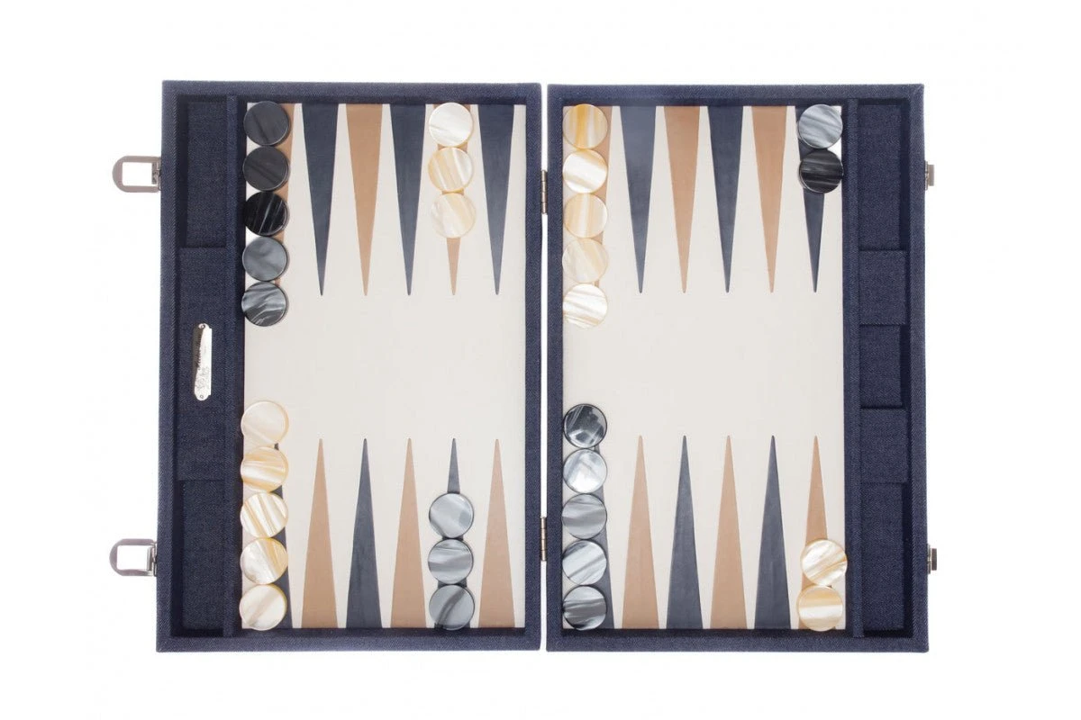 Backgammon Hector Saxe- Jean's / Cuir - Grand 5 Backgammon Hector Saxe- Jean's / Cuir - Grand – Image 3