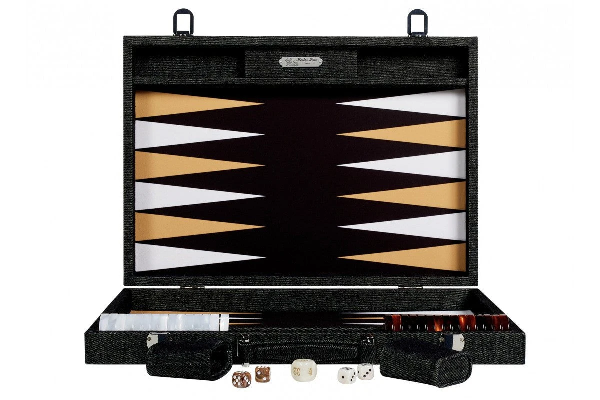 Backgammon Hector Saxe - Jean's Noir / Champagne - Compétition 3 Backgammon Hector Saxe - Jean's Noir / Champagne - Compétition