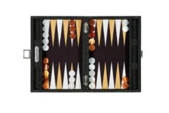 Backgammon Hector Saxe - Jean's Noir / Champagne - Moyen -Périphériques De Jeu backgammon hector saxe jeans noir champagne moyen backgammon en cuir vegan 522853