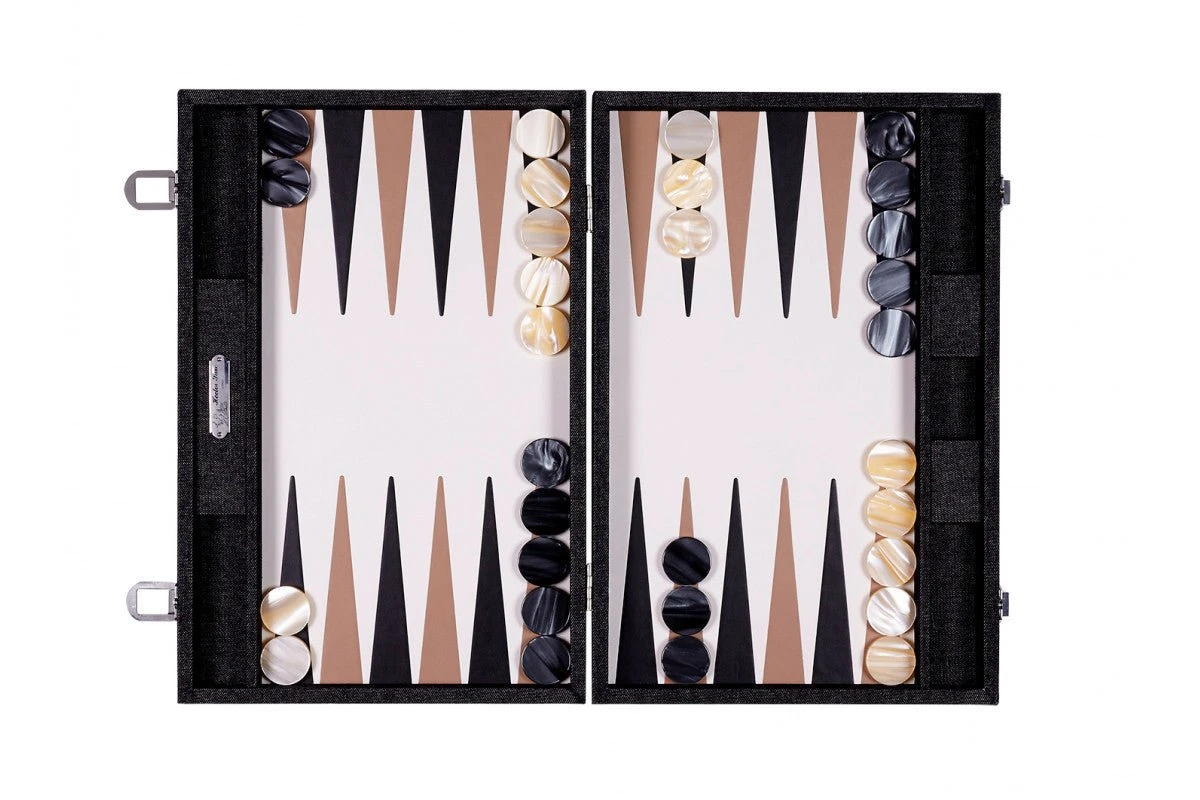 Backgammon Hector Saxe- Jean's Noir / Cuir - Grand 5 Backgammon Hector Saxe- Jean's Noir / Cuir - Grand – Image 3