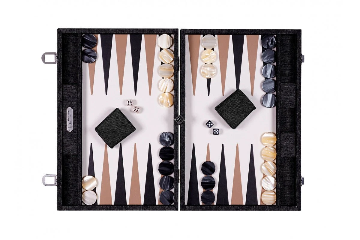 Backgammon Hector Saxe- Jean's Noir / Cuir - Grand 4 Backgammon Hector Saxe- Jean's Noir / Cuir - Grand – Image 2