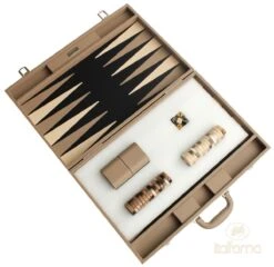 Backgammon Luxe Style Cuir Compétition - Beige Et Taupe -Périphériques De Jeu backgammon luxe style cuir competition beige et taupe backgammon en cuir vegan luxe 993954