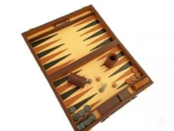 Backgammon Marqueté Simili Cuir - MM - Marron -Périphériques De Jeu backgammon marquete simili cuir mm marron backgammon en cuir vegan 450689