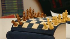 Ensemble D'échecs Roulable Magnétique - Cuir Véritable - Bleu