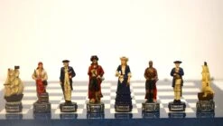 Ensemble Pirates Contre La Marine - Laqué Bleu -Périphériques De Jeu ensemble pirates contre la marine laque bleu ensemble echecs decoratif 303744