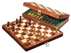 Philos Jeu D'échecs De Voyage Magnétique - Acajou Marqueté 30 Mm