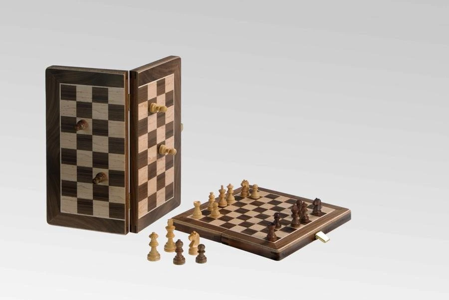 Jeu D'échecs De Voyage Magnétique En Bois Marqueté Ulbrich - Noyer / Erable Moucheté 3 Jeu D'échecs De Voyage Magnétique En Bois Marqueté Ulbrich - Noyer / Erable Moucheté
