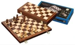 Philos Jeu D'échecs Pliant - 40 Cm - Liseré Acajou - Magnétique
