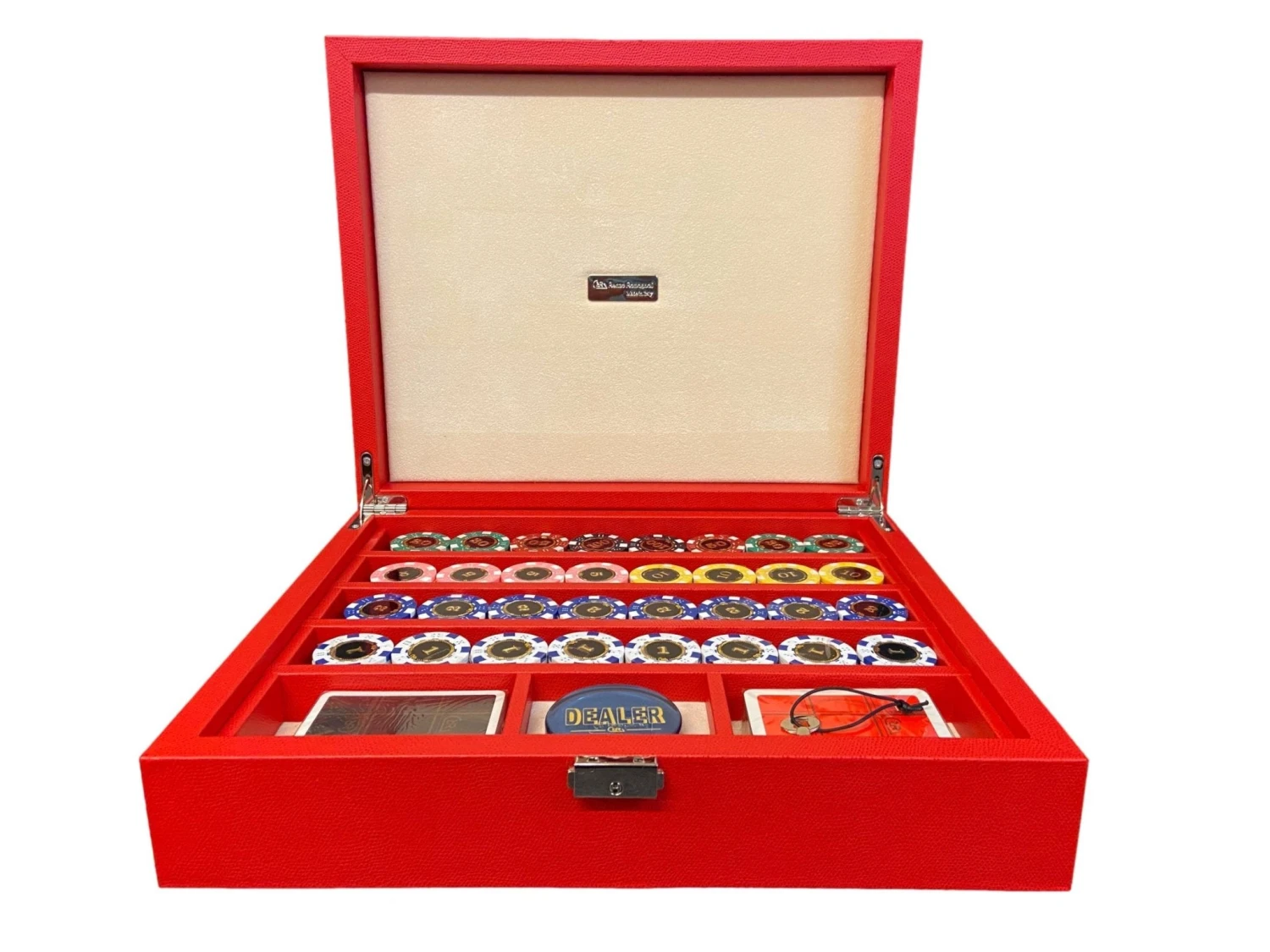 Mallette De Poker En Cuir Grainé - Rouge 3 Mallette De Poker En Cuir Grainé - Rouge