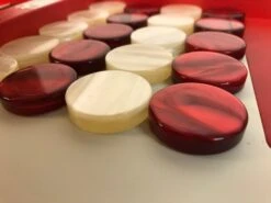 Pions De Backgammon En Acetate Nacrés - Ivoire / Rouge -Périphériques De Jeu pions de backgammon en acetate nacres ivoire rouge pions de backgammon cadeau bel objet 718299