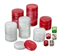 Philos Pions De Backgammon Marbrés - Plastique - Rouge