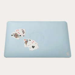 Tapis De Belote En Cuir De Pomme - Bleu Dauphin - Grimaud Luxe